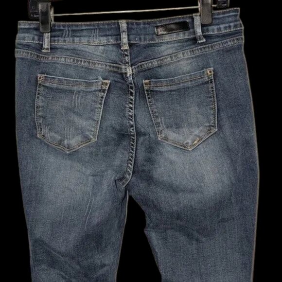 American Blue Straight Leg Mid Rise Distress Medium Wash Rinse Denim Jeans Pants - Picture 4 of 6